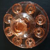 Service complet à liqueur en verre rose