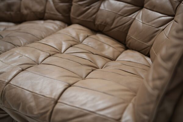 Canapé modulaire DS 11 en cuir patchwork marron par De Sede Team pour De Sede Swiss