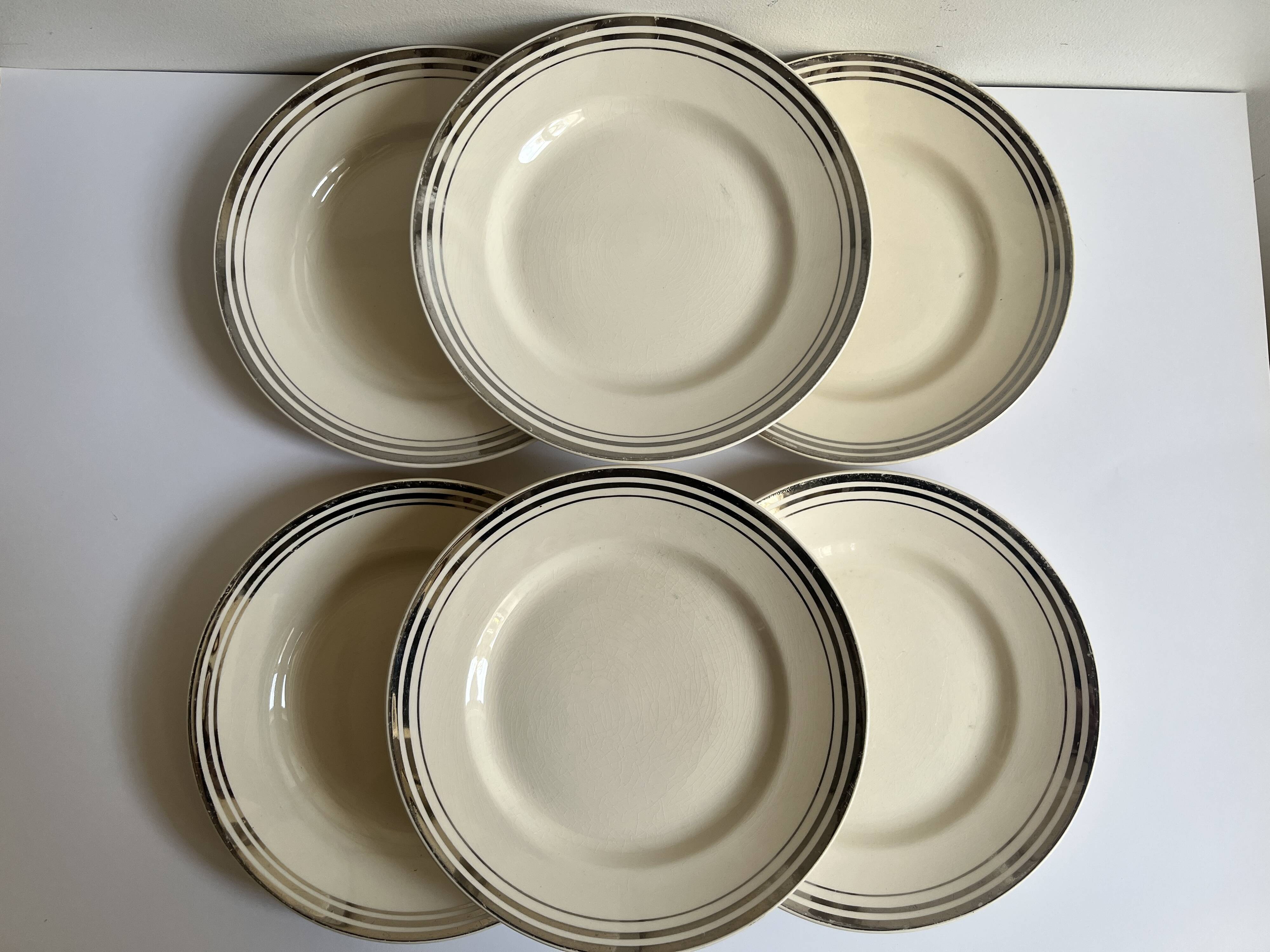 Assiette liseré platine vintage
