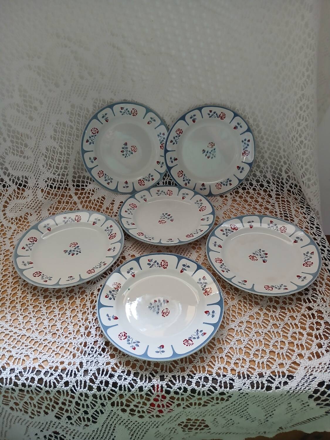 6 antique Saint Amand dessert plates