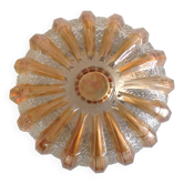 Plafonnier rond en verre côtelé bicolore vintage années 60-70