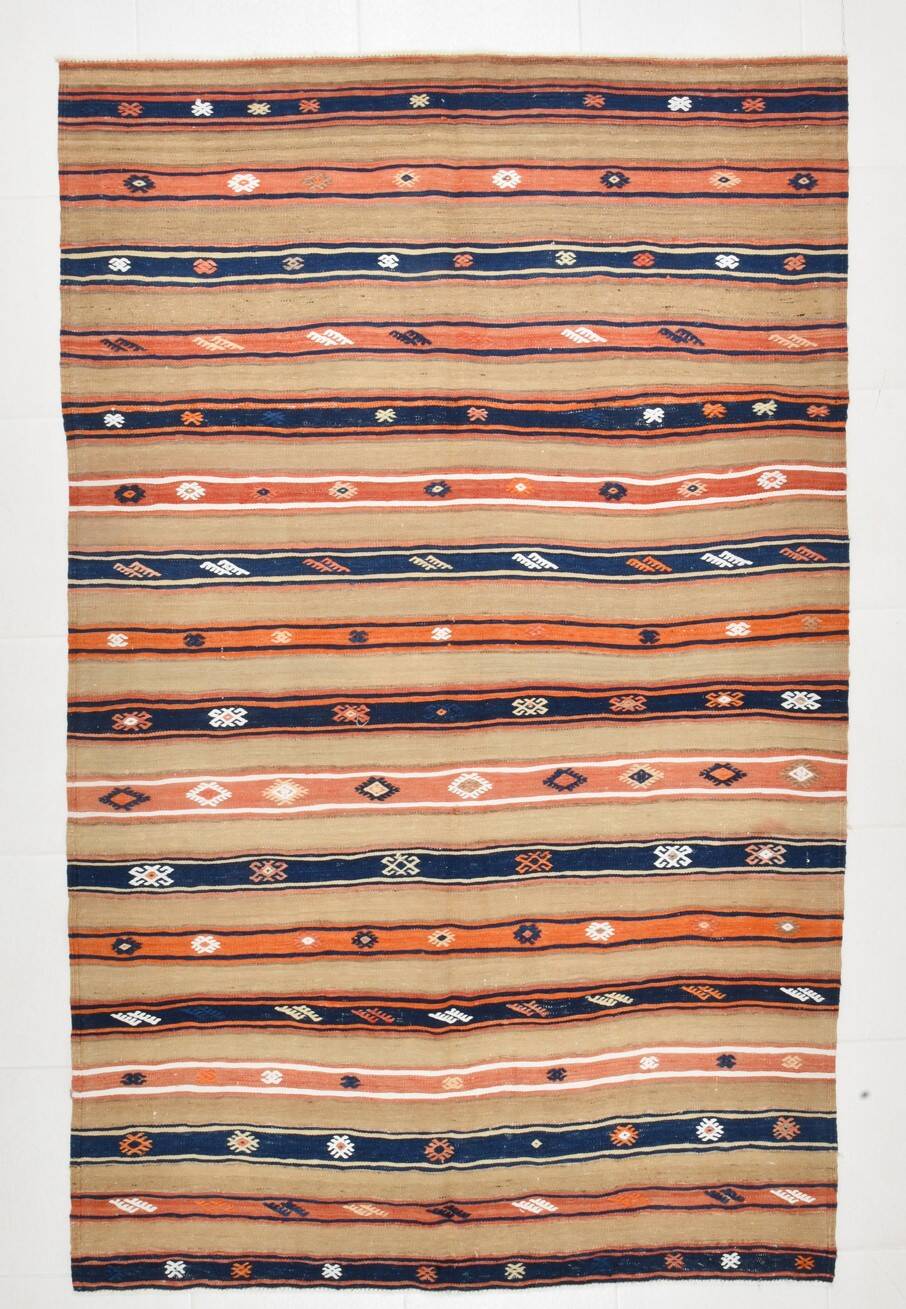 5x8 Beige & Blue Antique Decor, Ruuged Rug, 145x230Cm