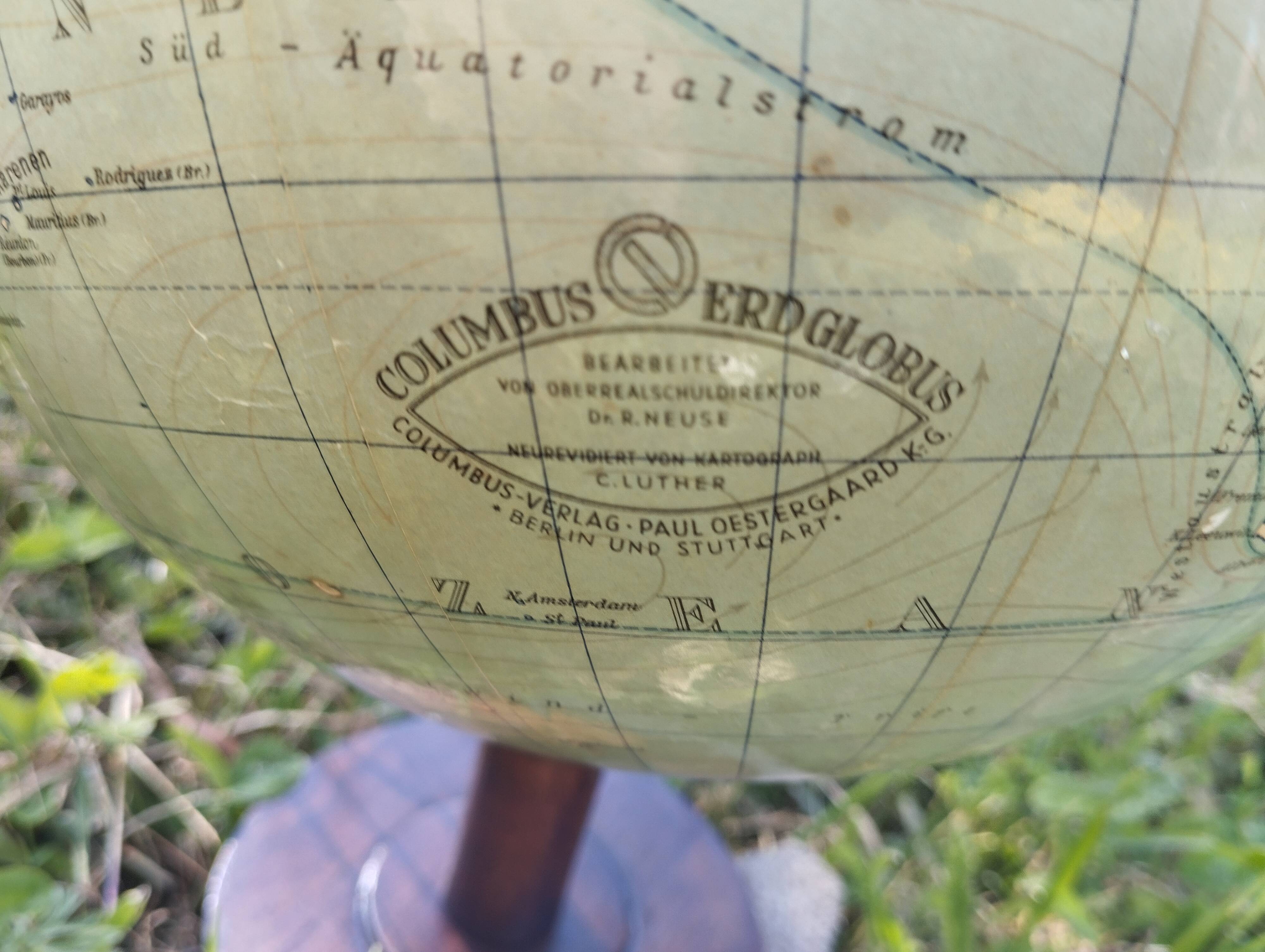 Vintage terrestrial globe Columbus from the 1950s.