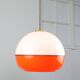 Space Age Italian Orange Plexiglass and Brass Pendant Lamp, 1970s