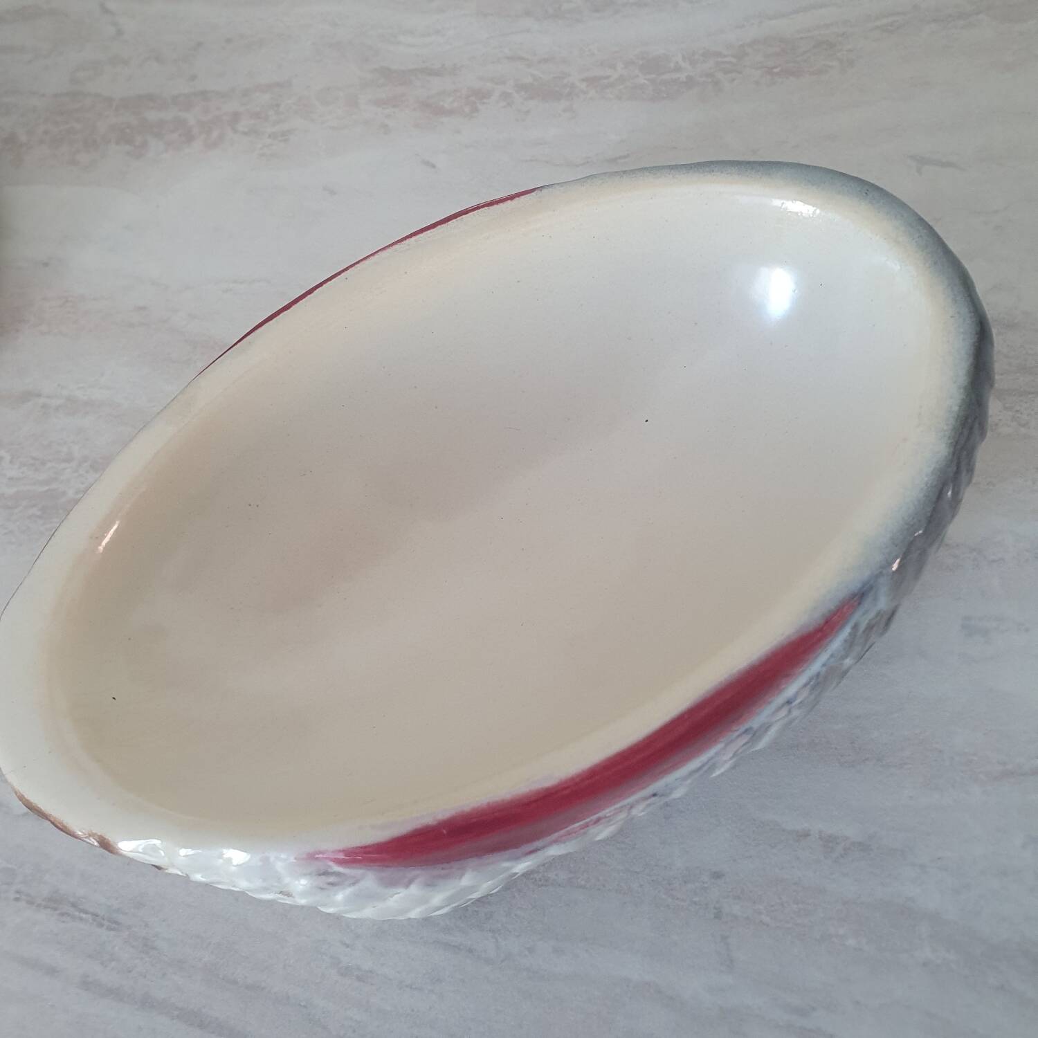 Duck-shaped slipware in the style of Michel Caugant.