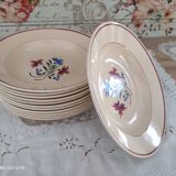Set of 12 hollow plates 30s earthenware K&G Lunéville model Denise