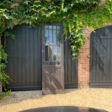 Wood and steel workshop door