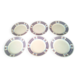 6 Assiettes plates en demi porcelaine de Badonviller