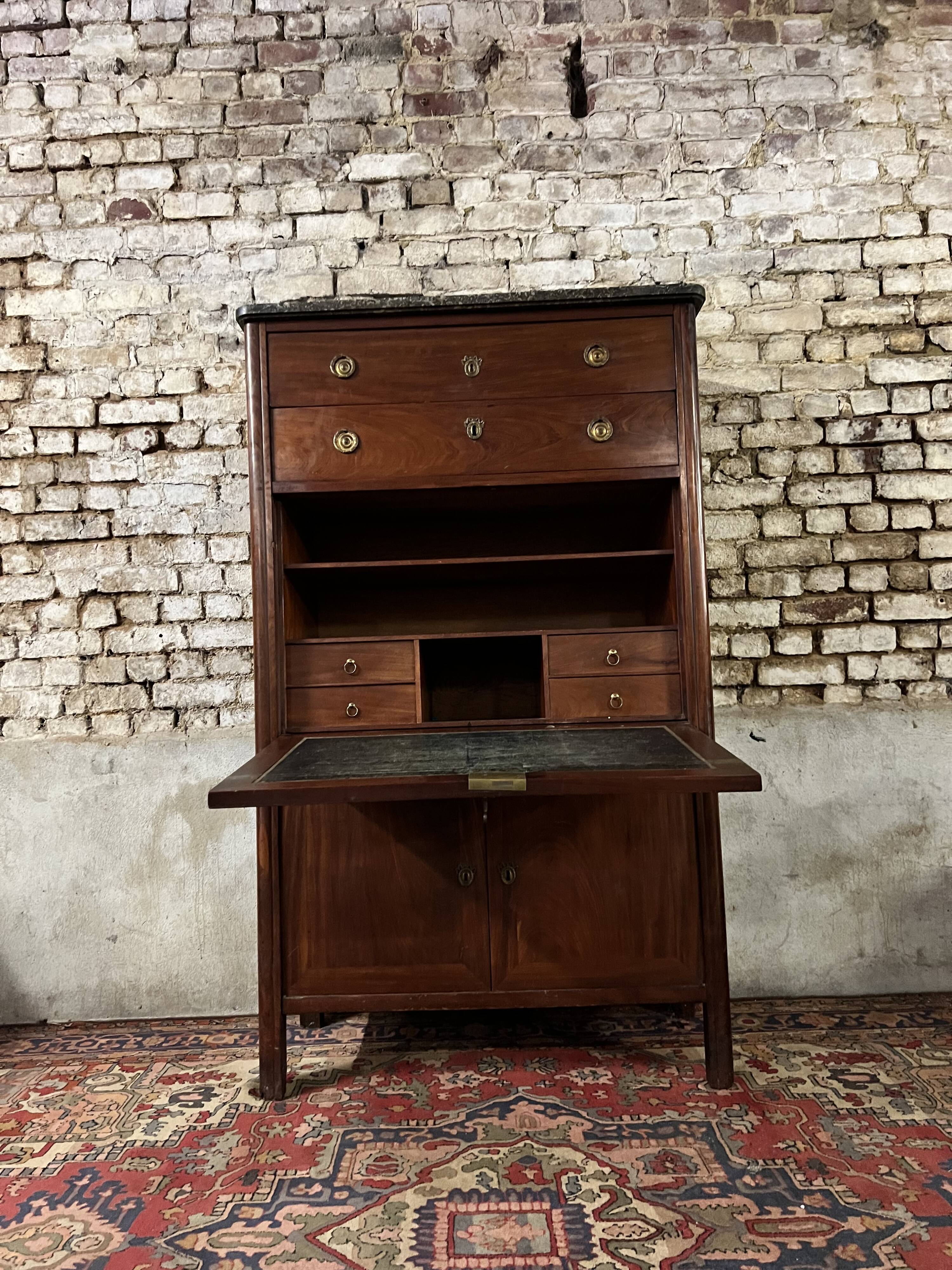 Secretary In Mahogany Louis XVI XVIII Eme Century