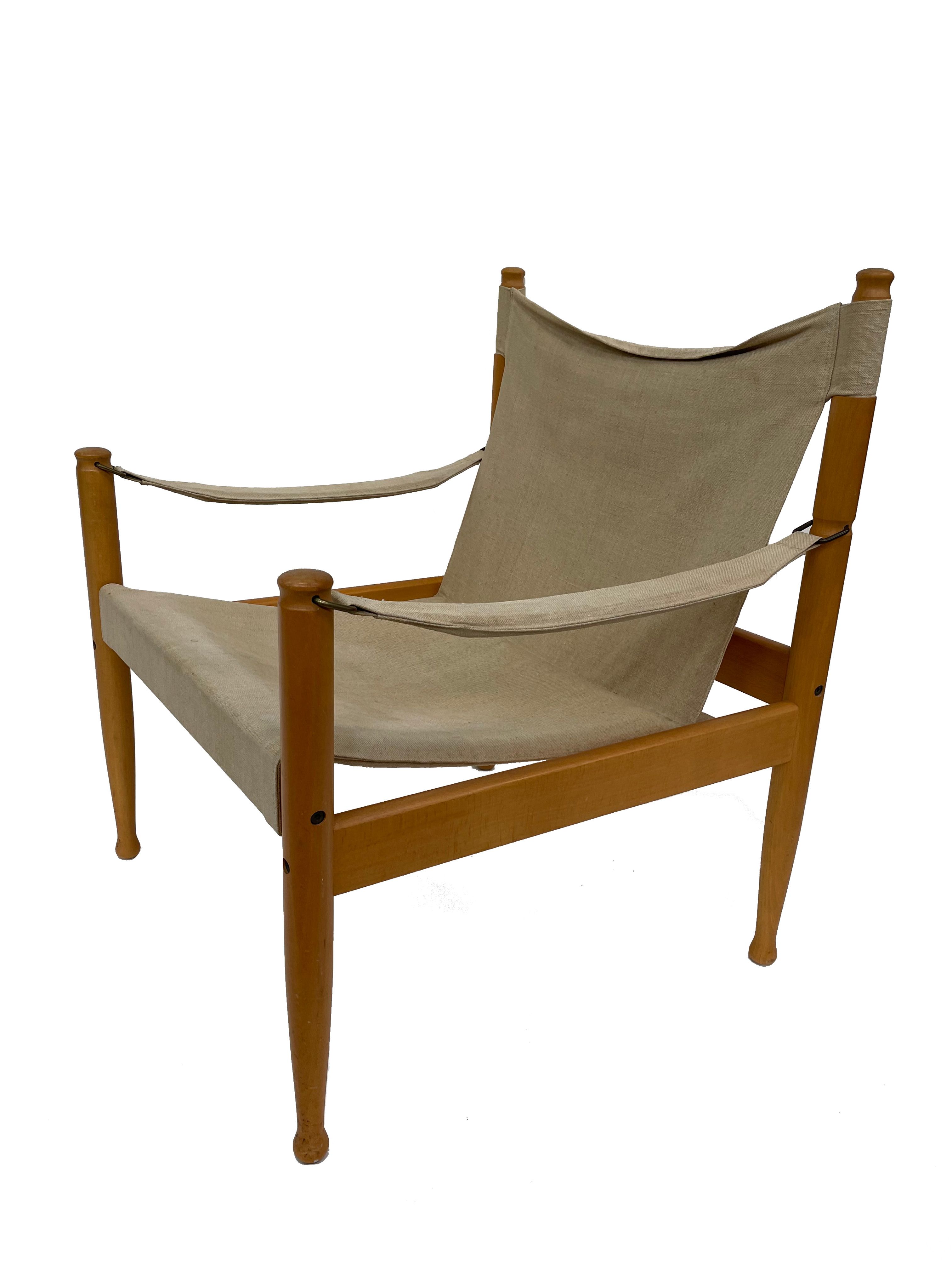 Danish safari chair by Erik Wørts for Niels Eilersen, Denmark 1960s