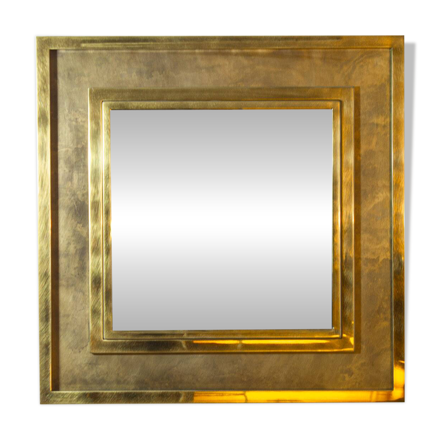 Large brass etched Regency mirror by Belgochrom, 1970s
