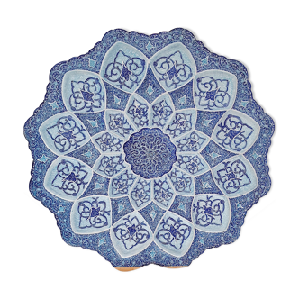 Assiette décorative astries bleues d'Iran