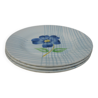 Three “Digoin” earthenware dinner plates