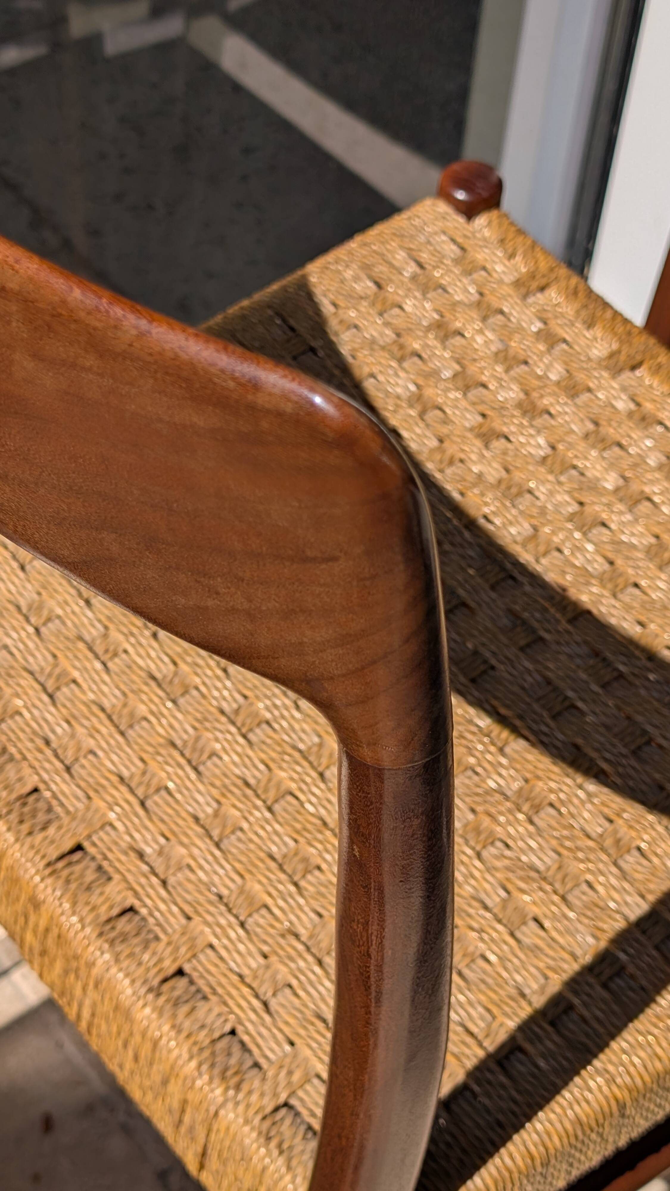Set of 4 vintage teak chairs with weaving, Scandinavian, Mid-Century.