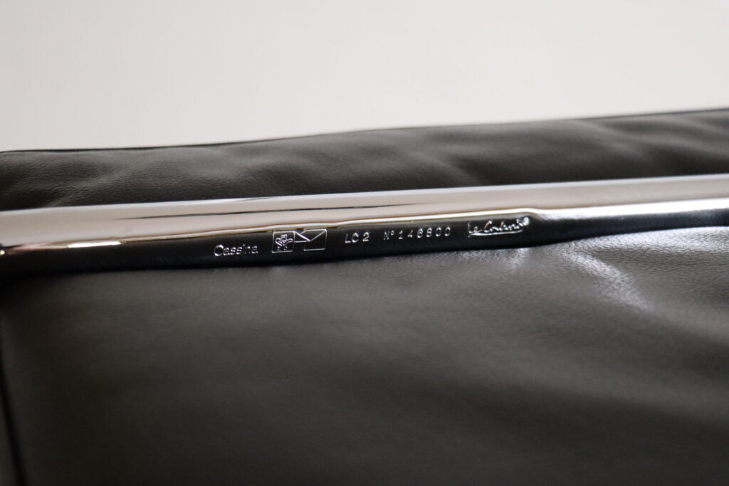 Vintage Cassina LC2 two seater sofa by Charlotte Perriand and Le Corbusier