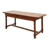 Table à manger en chêne rustique du 19ème siècle avec tiroirs s'ouvrant latéralement, France