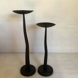 Pair of large twisted candlesticks