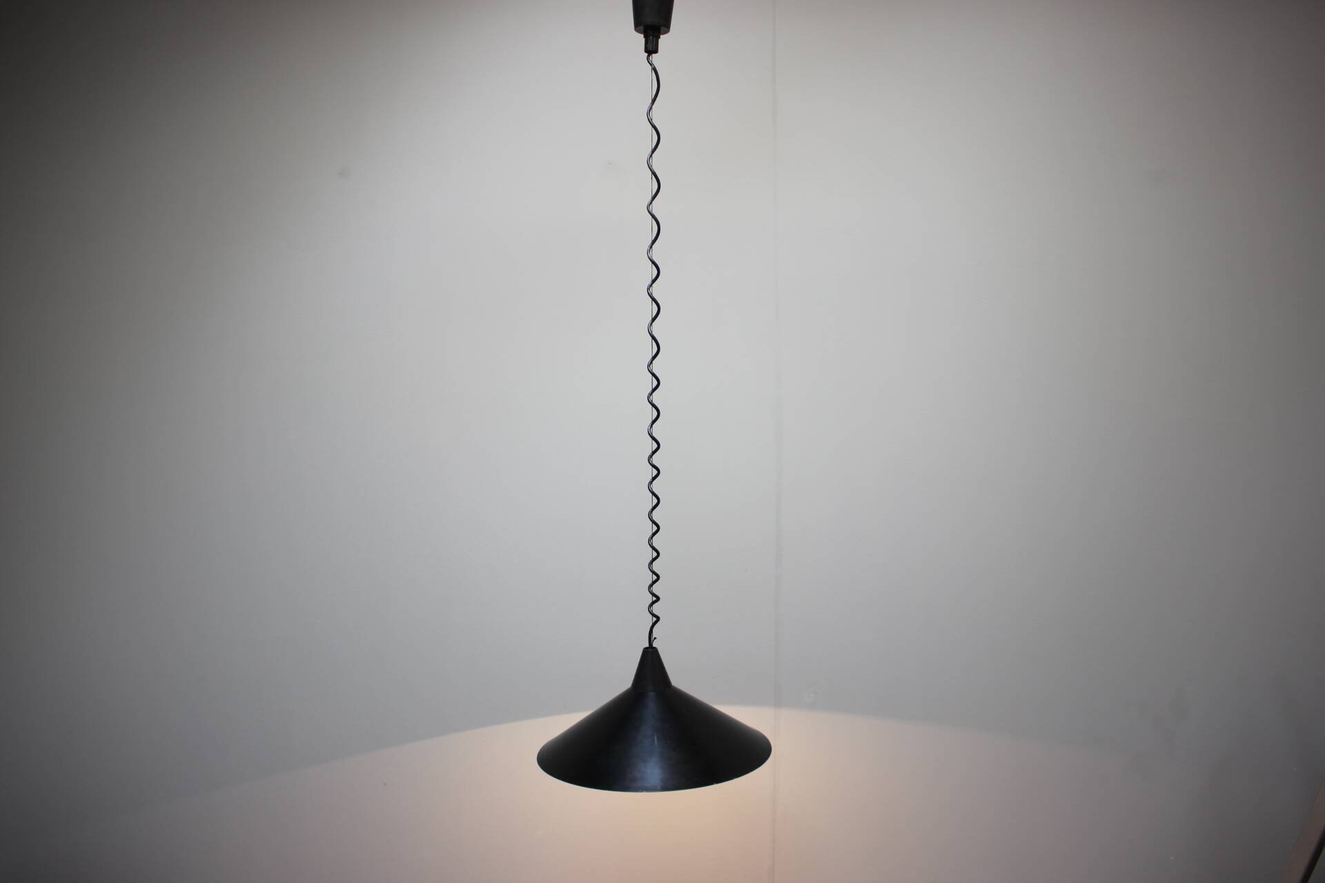 Black suspension light in "Space Age" style (Czechoslovakia, 1970s)
