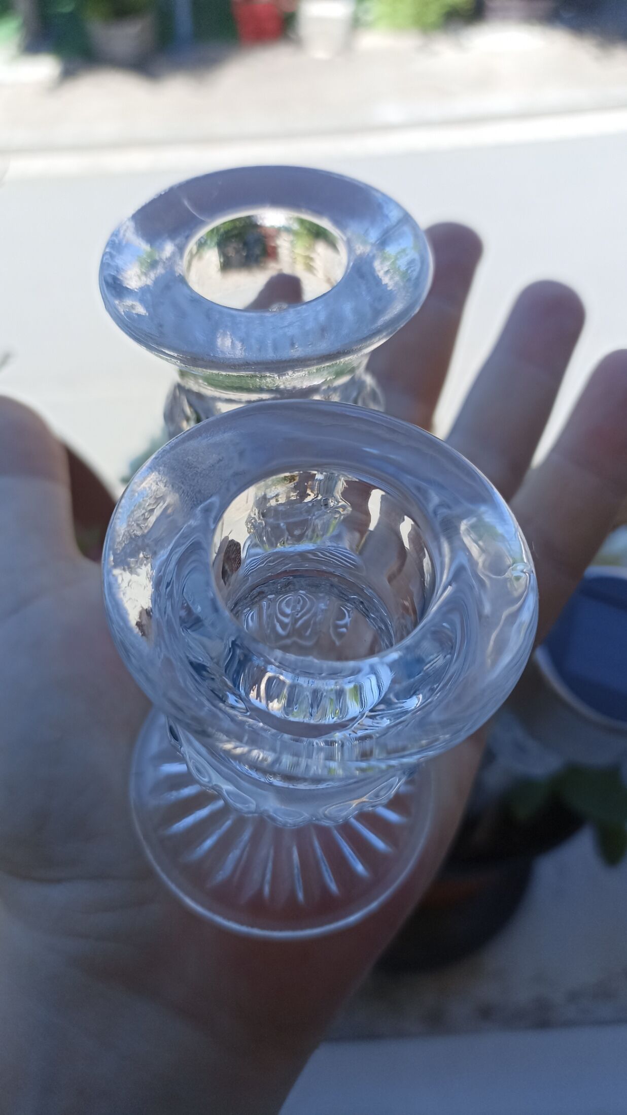 Paire de bougeoirs en verre mécanique de Reims - VMC