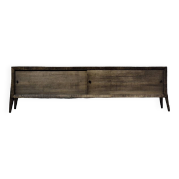 Scandinavian buffet in ash with matte metal handles, Mid-Century Modern style, 1960s.