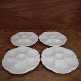 4 Assiettes à huîtres blanc cassé vintage Sarreguemines 60's