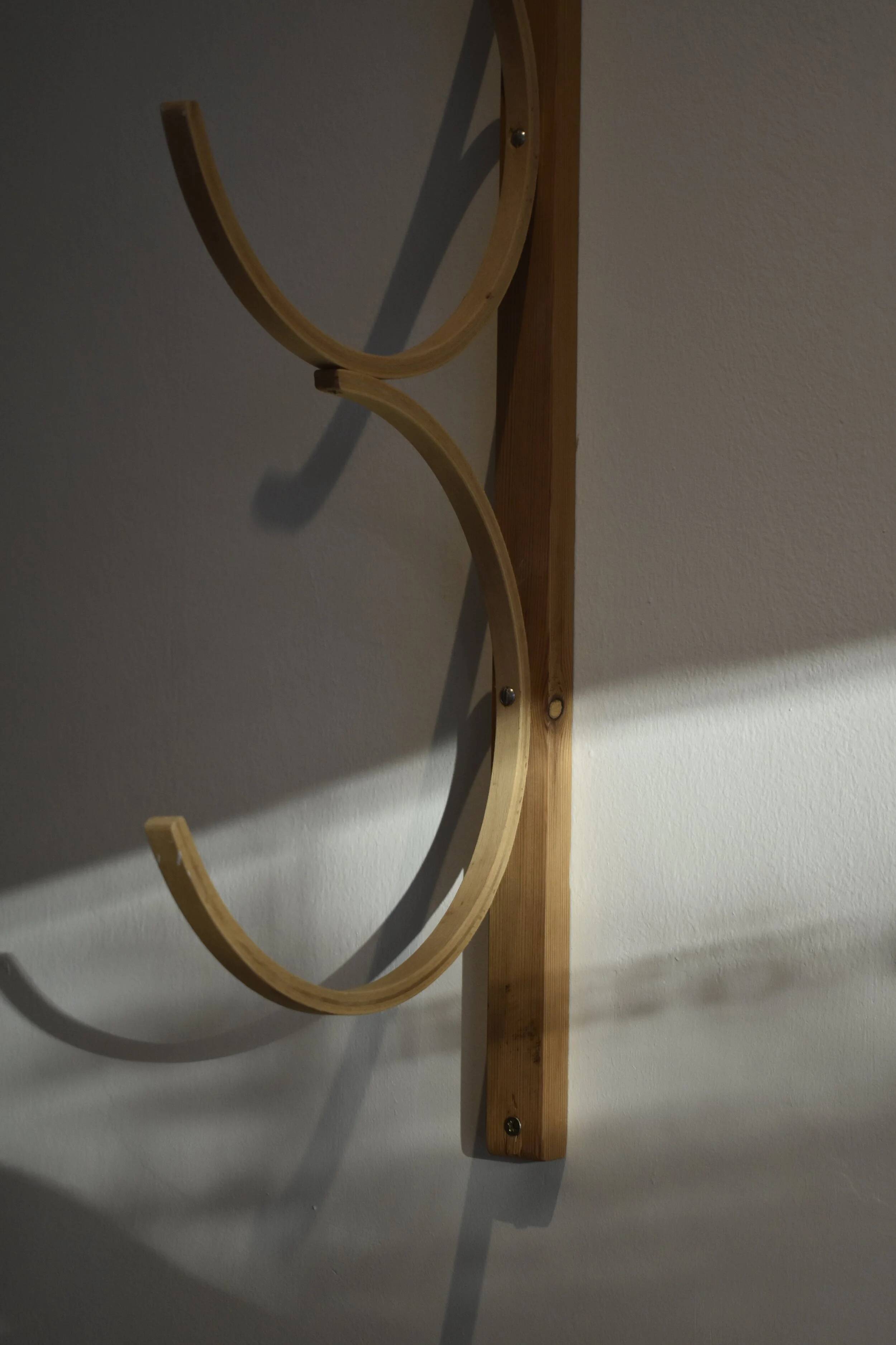 Swedish wooden wall-mounted drawing rack