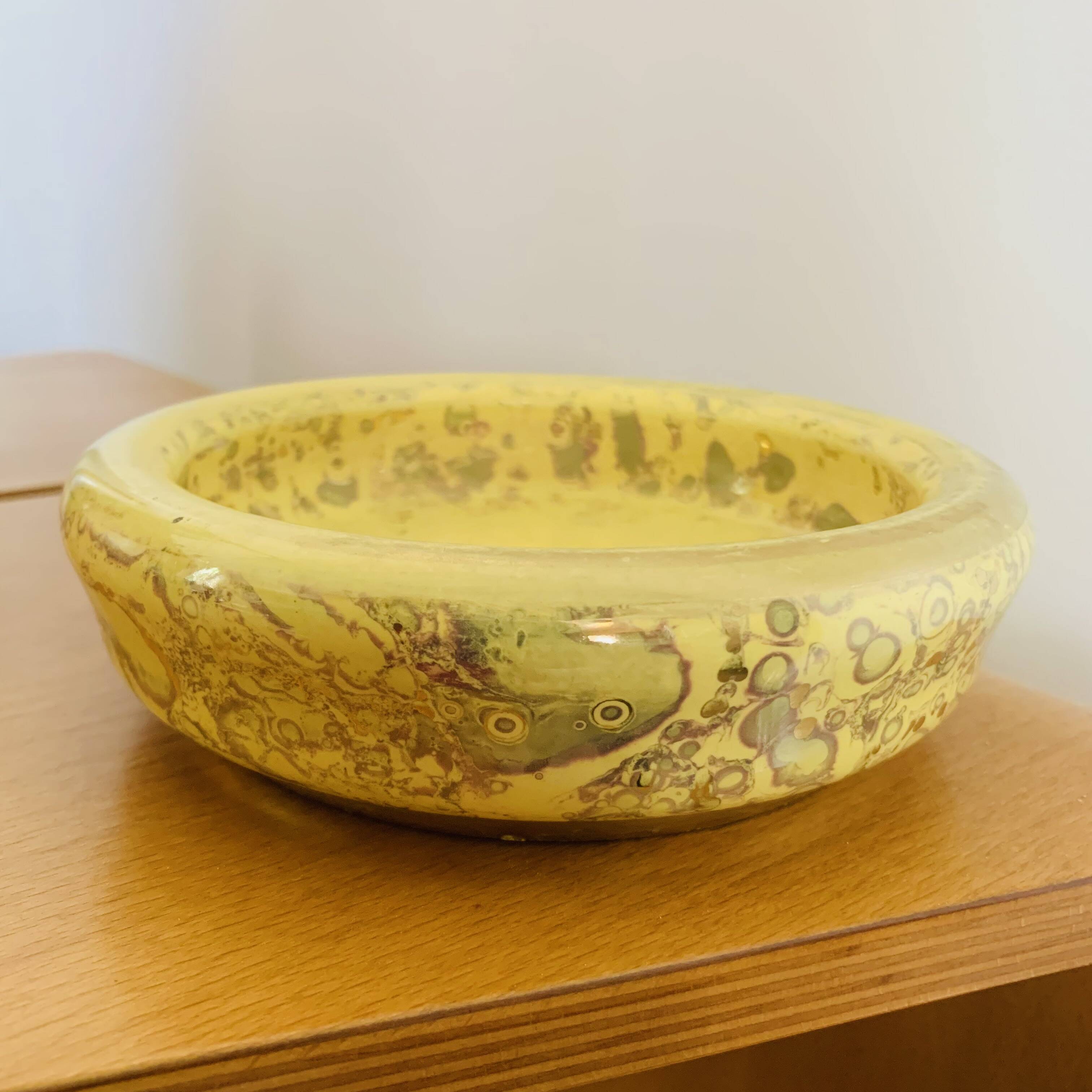 Yellow and gold catch-all, Jean Mazeaud & Faverot, Ateliers Sèvres MF