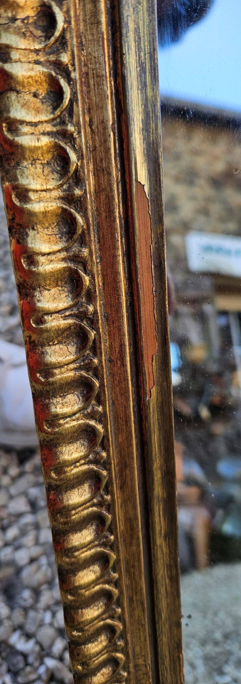 Large Antique Gilded Mirror Height 105 cm