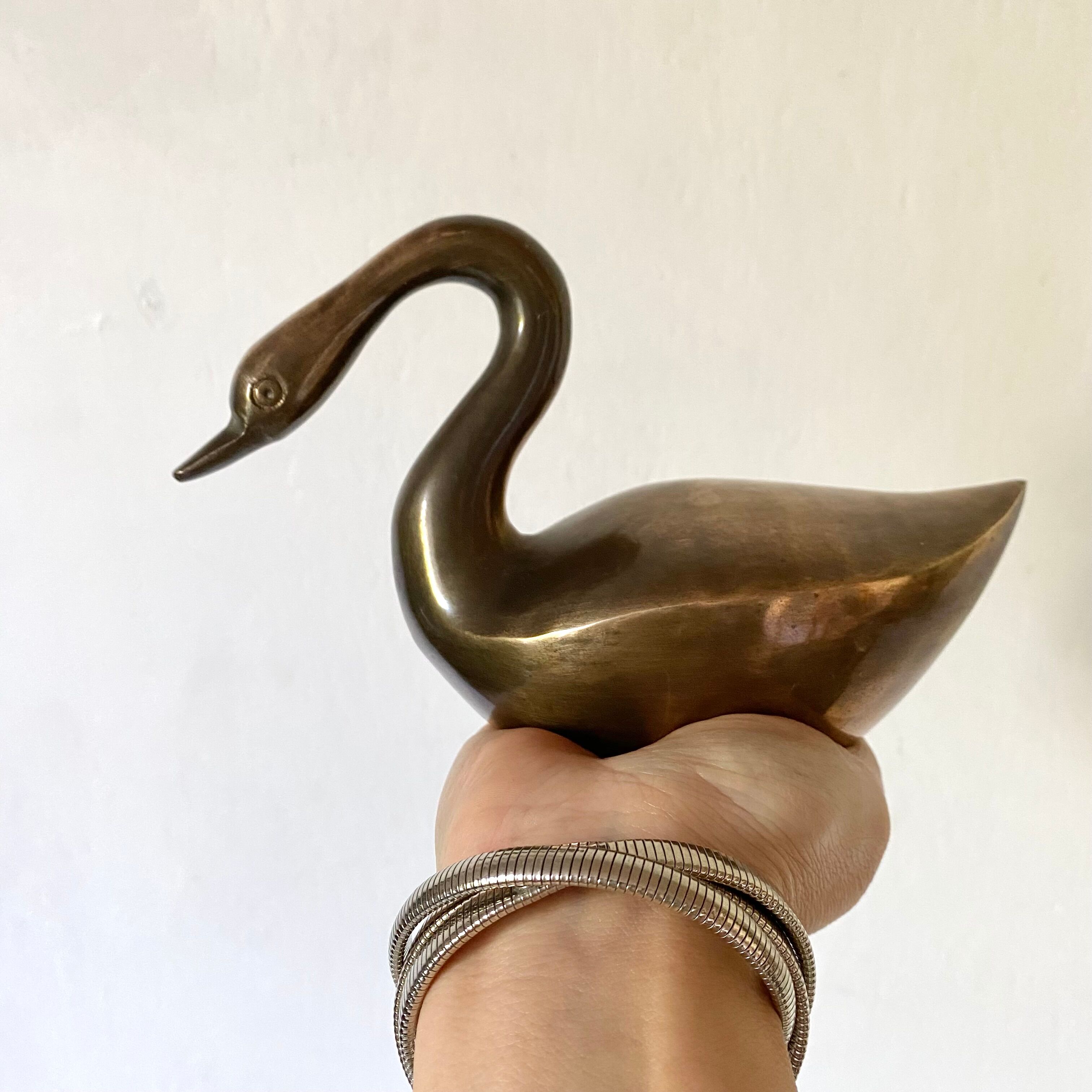 Vintage brass swan