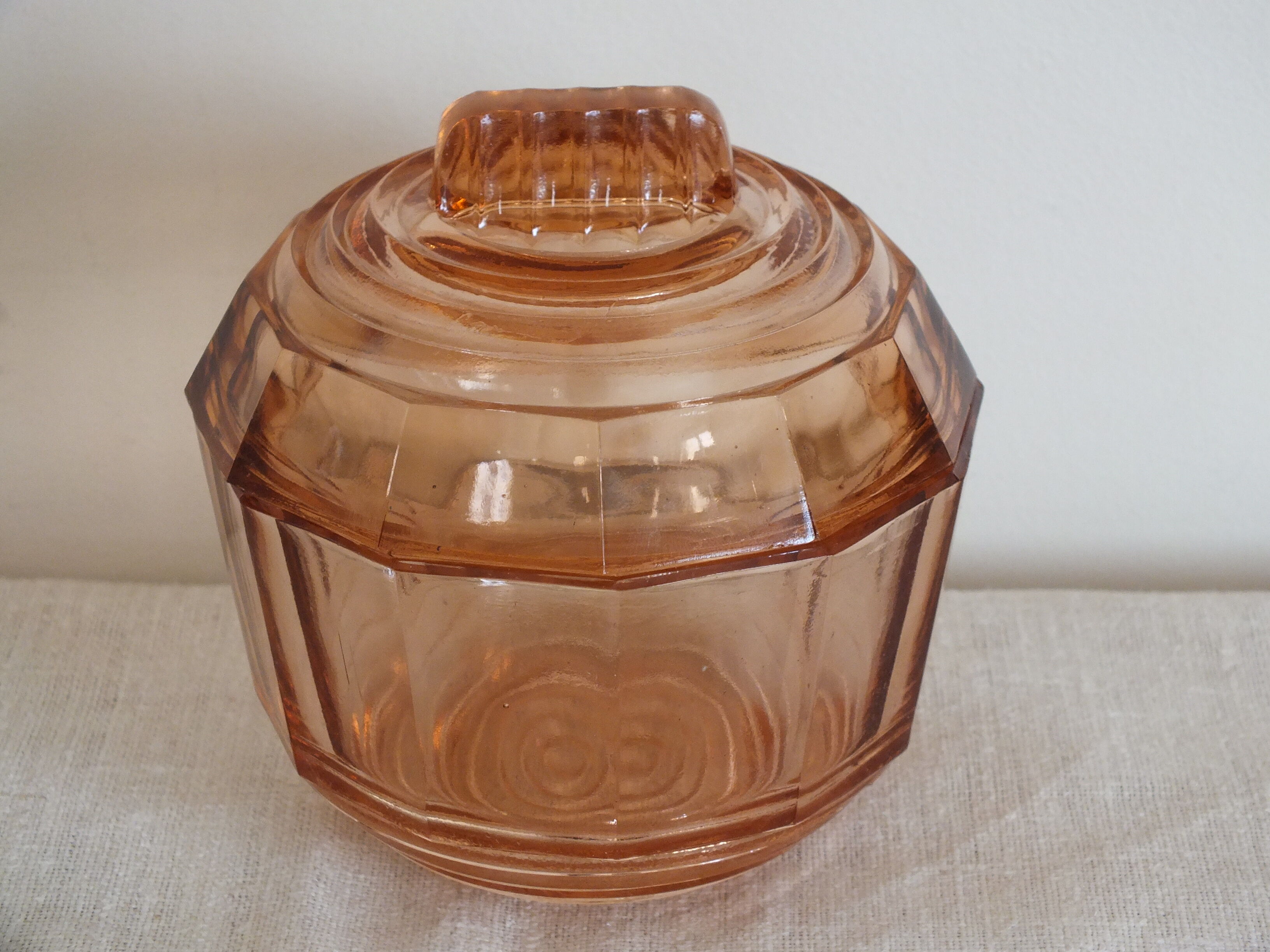 Vintage pink molded glass sweetener