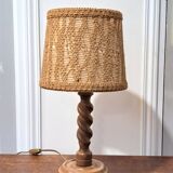 Turned wood base lamp