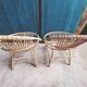 Paire de fauteuils coquille en rotin vintage 1960