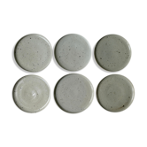 6 dessert plates or starter, sandstone, signed jm Malicorne, 70s