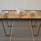 Industrial coffee table metal and solid wood