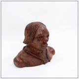 African bust of Joseph Bansimba carved in wenge - 20th century