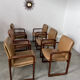 Lot 6 chairs armrests vintage 70s Scandinavian design leather and wood