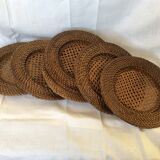 Six rattan under-plates, basketry, wicker
