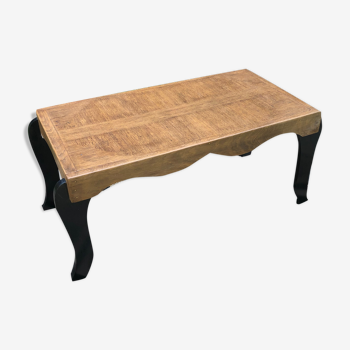 Table basse noire et bois