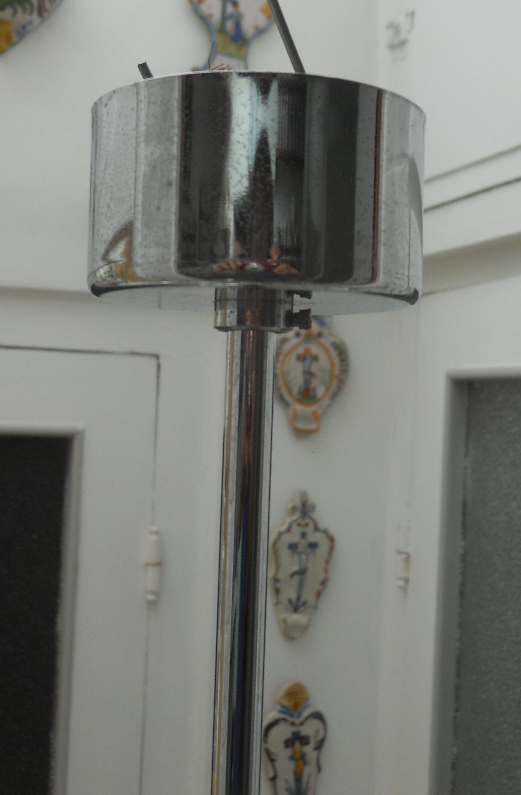 Vintage chandelier chrome and glass smokes 5 lights