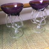 Paire de coupe meduse en verre