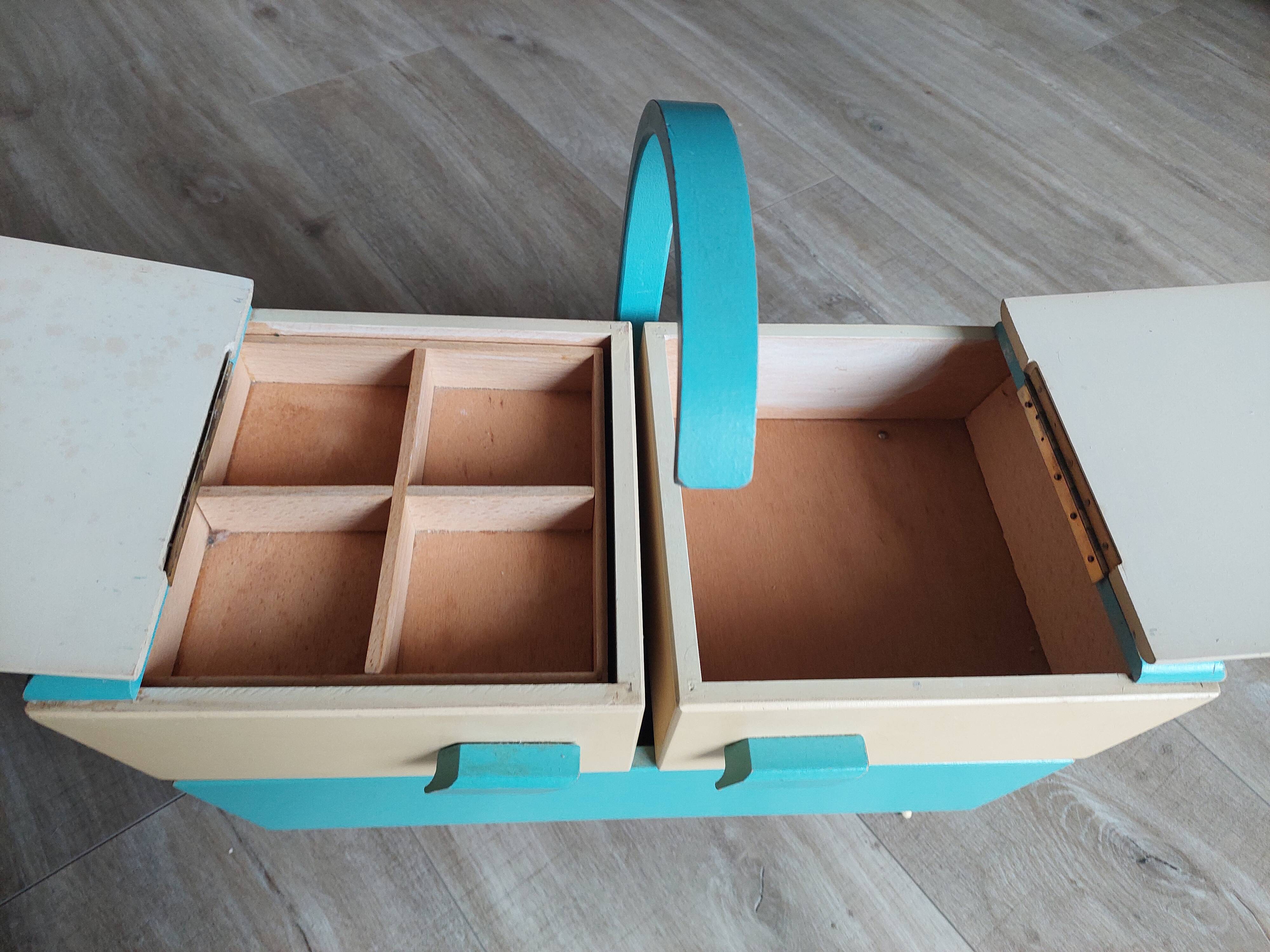 Vintage sewing box painted wood