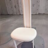 Set of 4 Cattelan Italia white leather chairs from the 1980s, vintage Italian design
