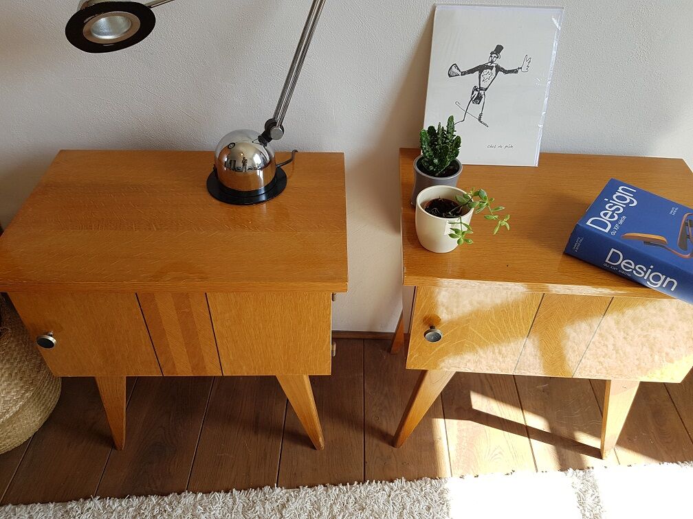 Pair of nightstands compass legs  60s