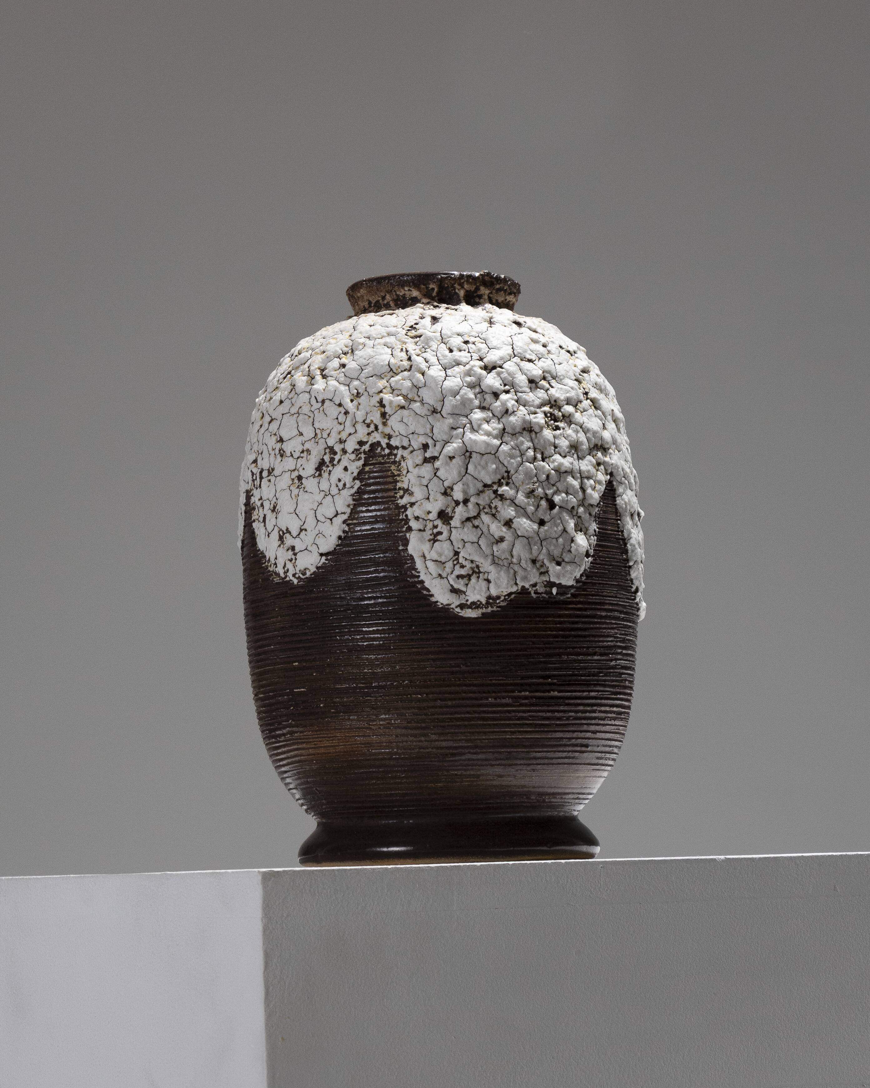 Stoneware vase with cracked decoration, louis-auguste dage, 1940s