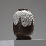 Stoneware vase with cracked decoration, louis-auguste dage, 1940s