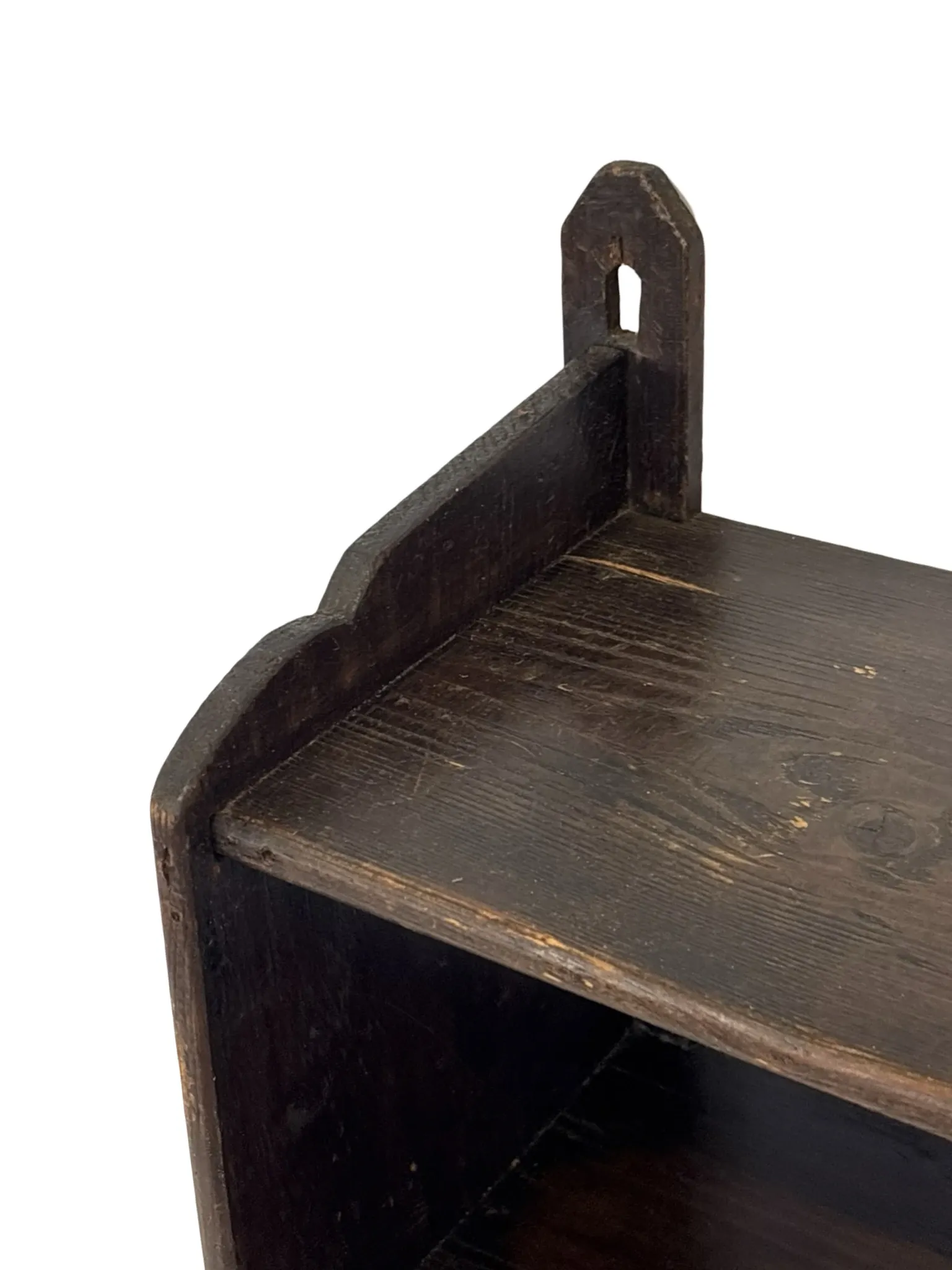 Vintage wooden wall shelve rack in oak brutalist minimalist design