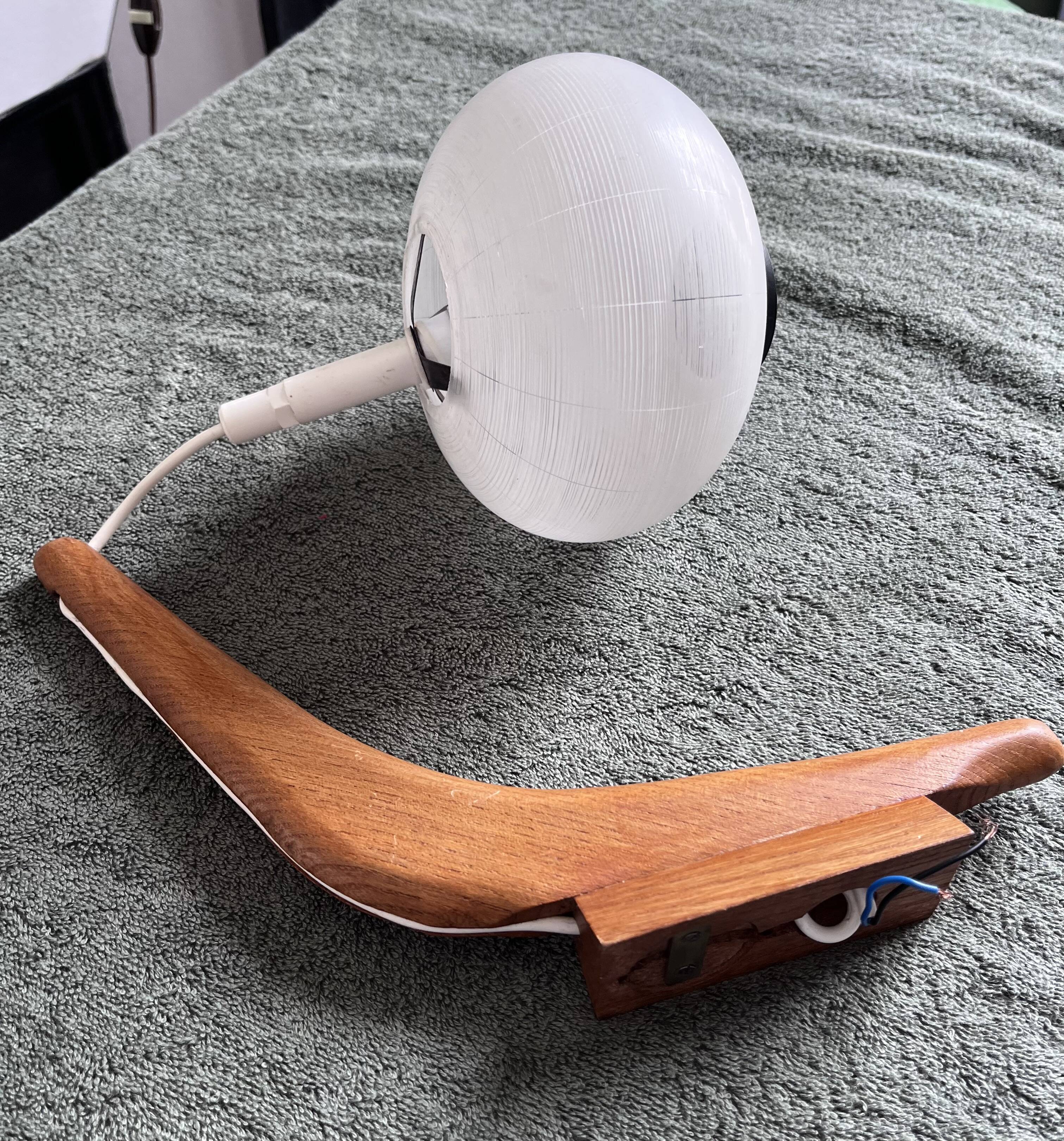 Scandinavian teak opaline wall light