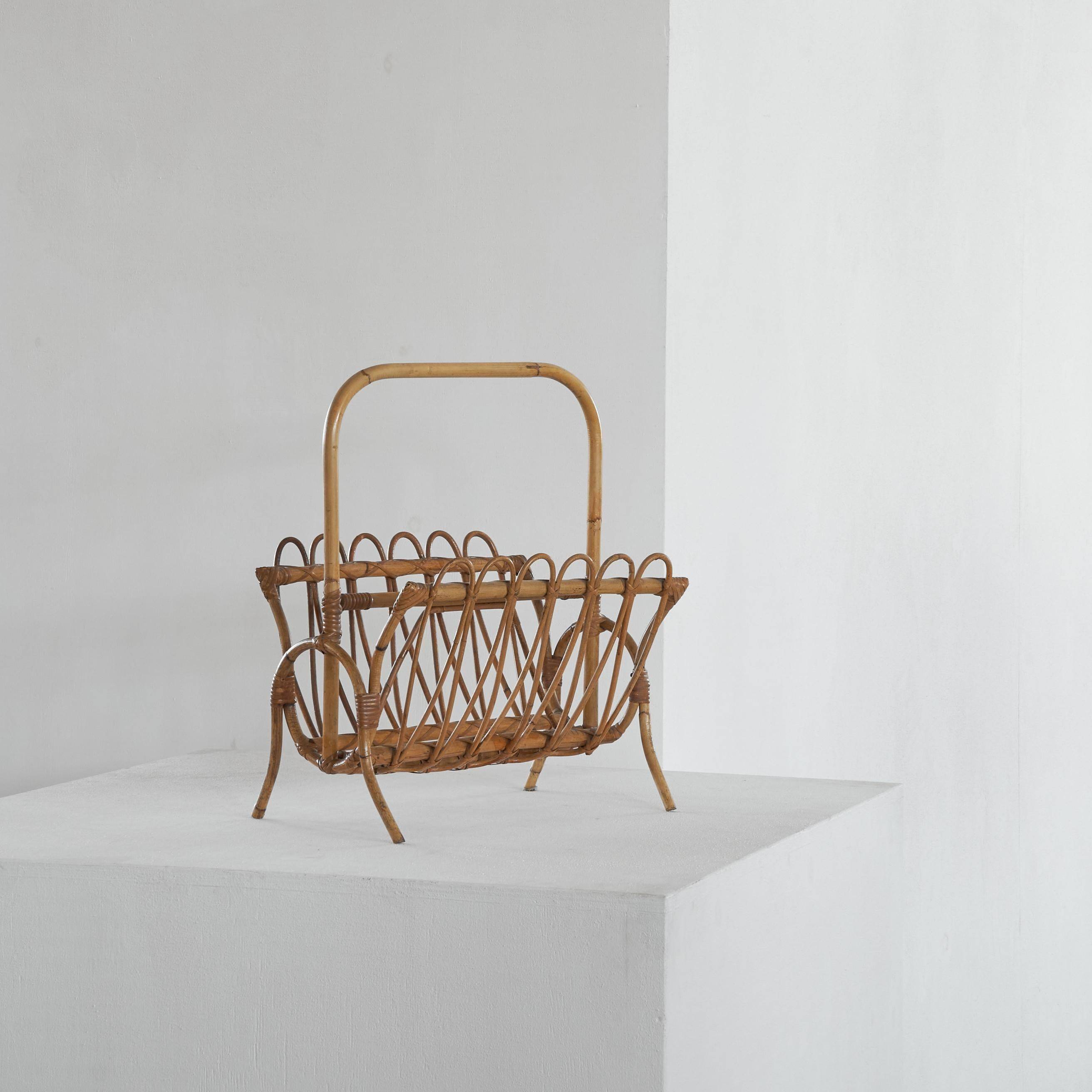 Bamboo magazine rack in mid-century 1960 style