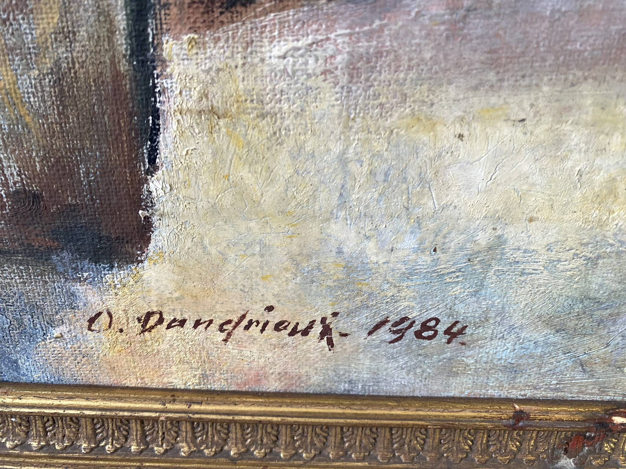 Signed village landscape from 1984