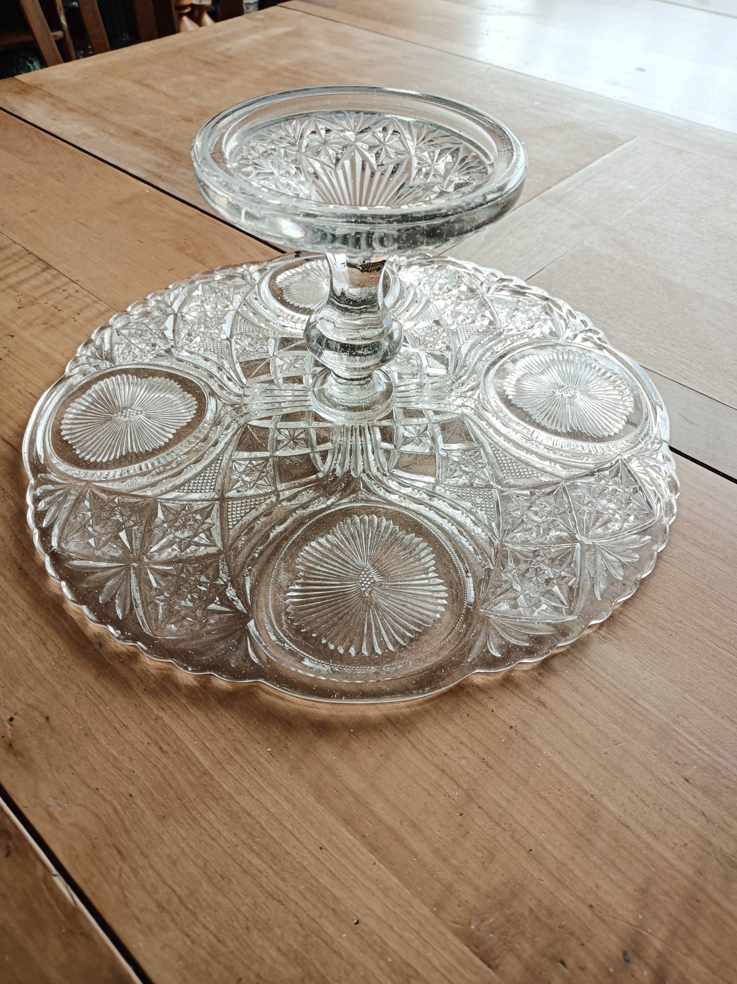 Cut glass cake stand